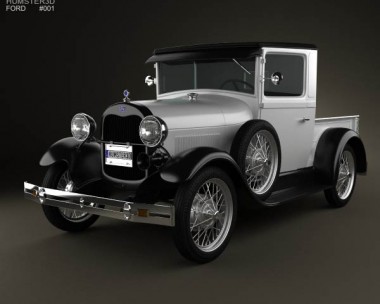 Ford Model A Pickup Closed Cab 1928 3D Model
