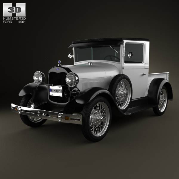 Ford Model A Pickup Closed Cab 1928 3D model