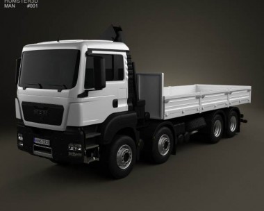 MAN TGS Flatbed Crane Truck 2012 3D Model