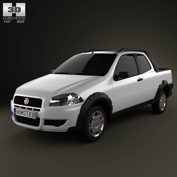 Fiat Strada Long Cab Working 2012 3D model