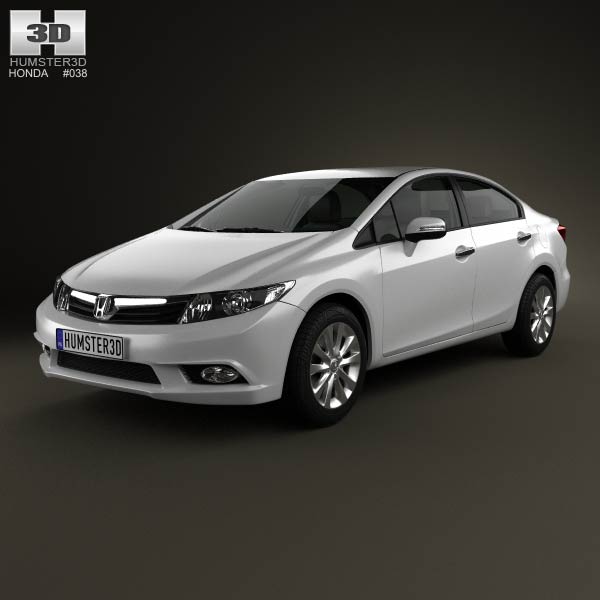 Honda Civic sedan with HQ interior 2012 3D model