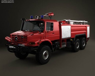 Mercedes-Benz Zetros Rosenbauer Fire Truck 2008 3D Model