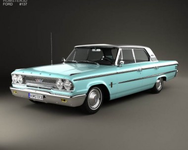 Ford Galaxie 500 4-door hardtop with HQ interior 1963 3D Model