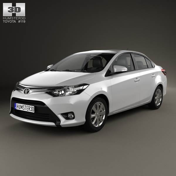 Toyota Yaris sedan with HQ interior 2014 3D model