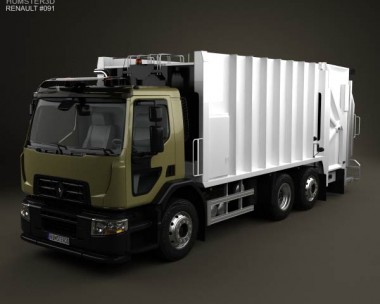 Renault D Wide Rolloffcon Garbage Truck 2013 3D Model