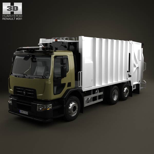 Renault D Wide Rolloffcon Garbage Truck 2013 3D model
